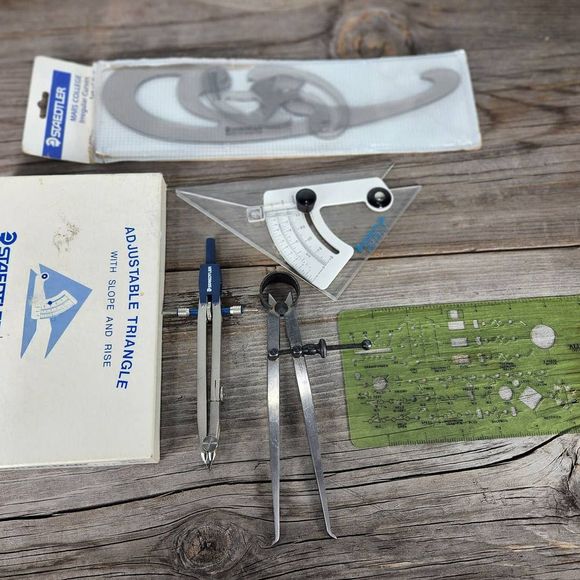 VINTAGE Staedtler, INDI-cal 8 PC LOT superbow compass, Architect-Engineer Tools - Picture 1 of 9